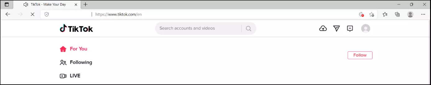 Image: The web version of the TikTok app