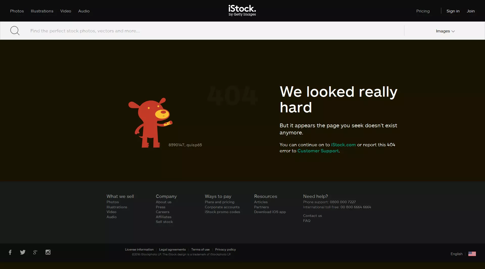 Image: iStock’s 404 page