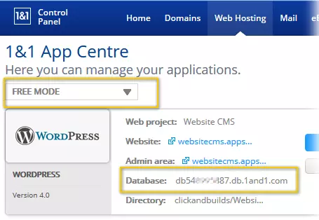 Image: Database of a WordPress installation
