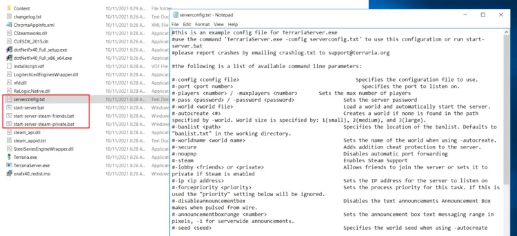 Terraria directory including server files Terraria directory including server files