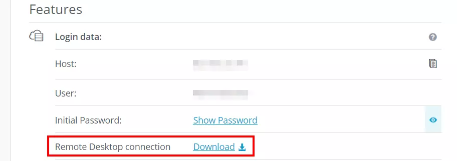 Image: IONOS Cloud Panel: Server login data
