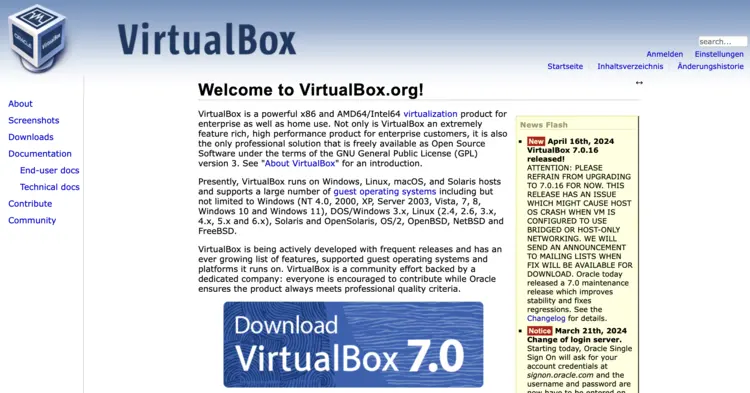 Screenshot of Oracle VirtualBox Screenshot of Oracle VirtualBox