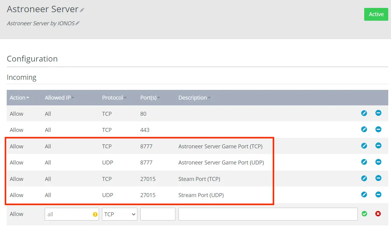 Screenshot of the IONOS cloud panel: Add firewall rules Image: Screenshot of the IONOS cloud panel: Add firewall rules