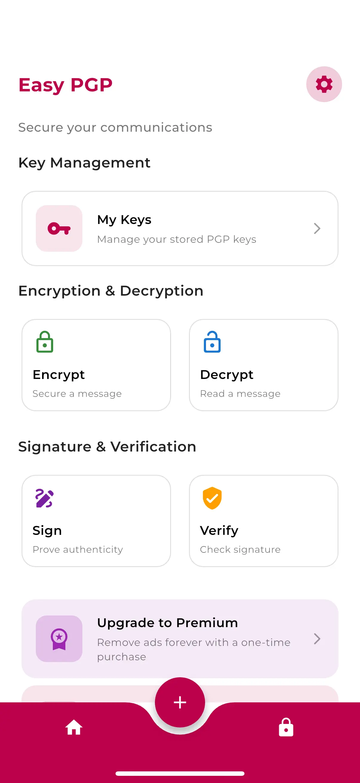 Image: Screenshot of the Easy PGP user interface on iOS