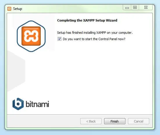XAMPP installation completed XAMPP installation completed