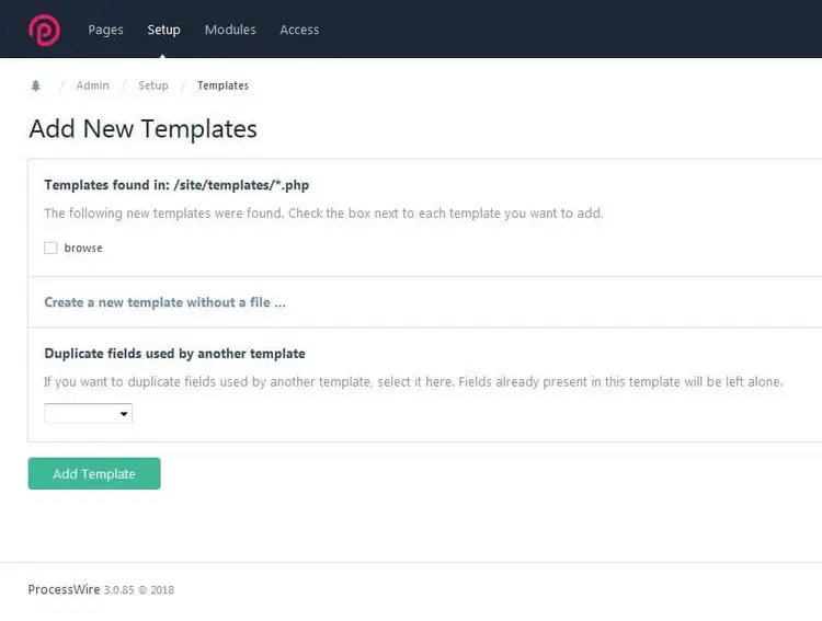 “Add New Templates” menu “Add New Templates” menu