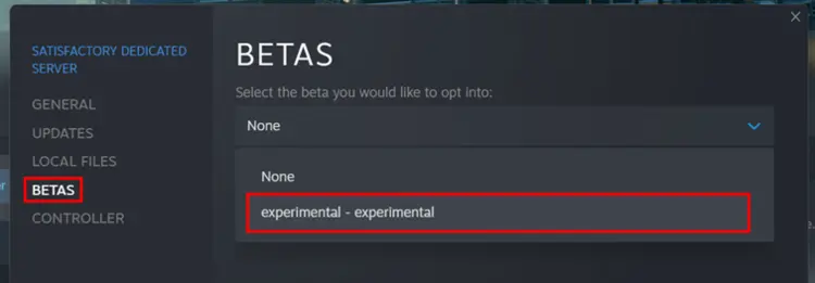 Satisfactory server: Switching to the experimental version Satisfactory server: Switching to the experimental version