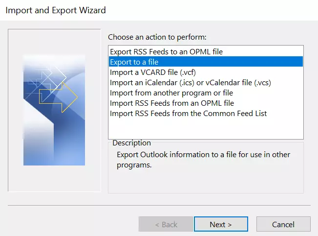 Import and Export Wizard in Outlook 365 Import and Export Wizard in Outlook 365