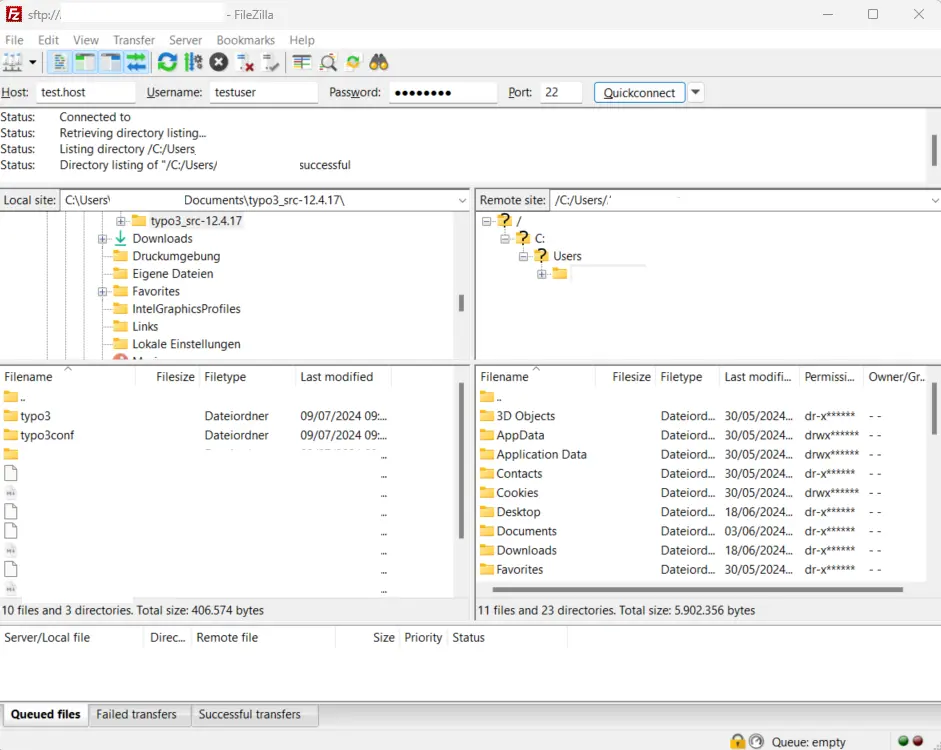 FileZilla FTP program Image: FileZilla FTP program