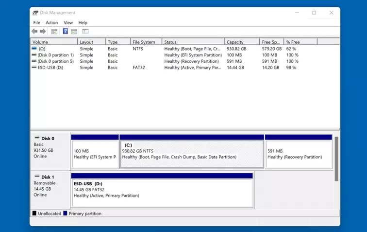 Image: Windows 11: Disk Management