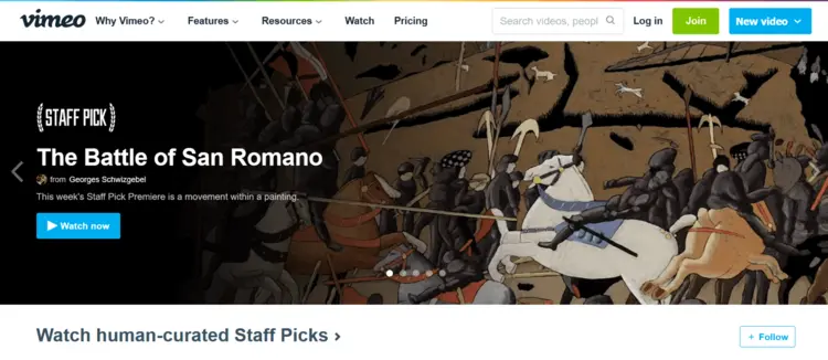 Screenshot of Vimeo’s on-demand site Screenshot of Vimeo’s on-demand site