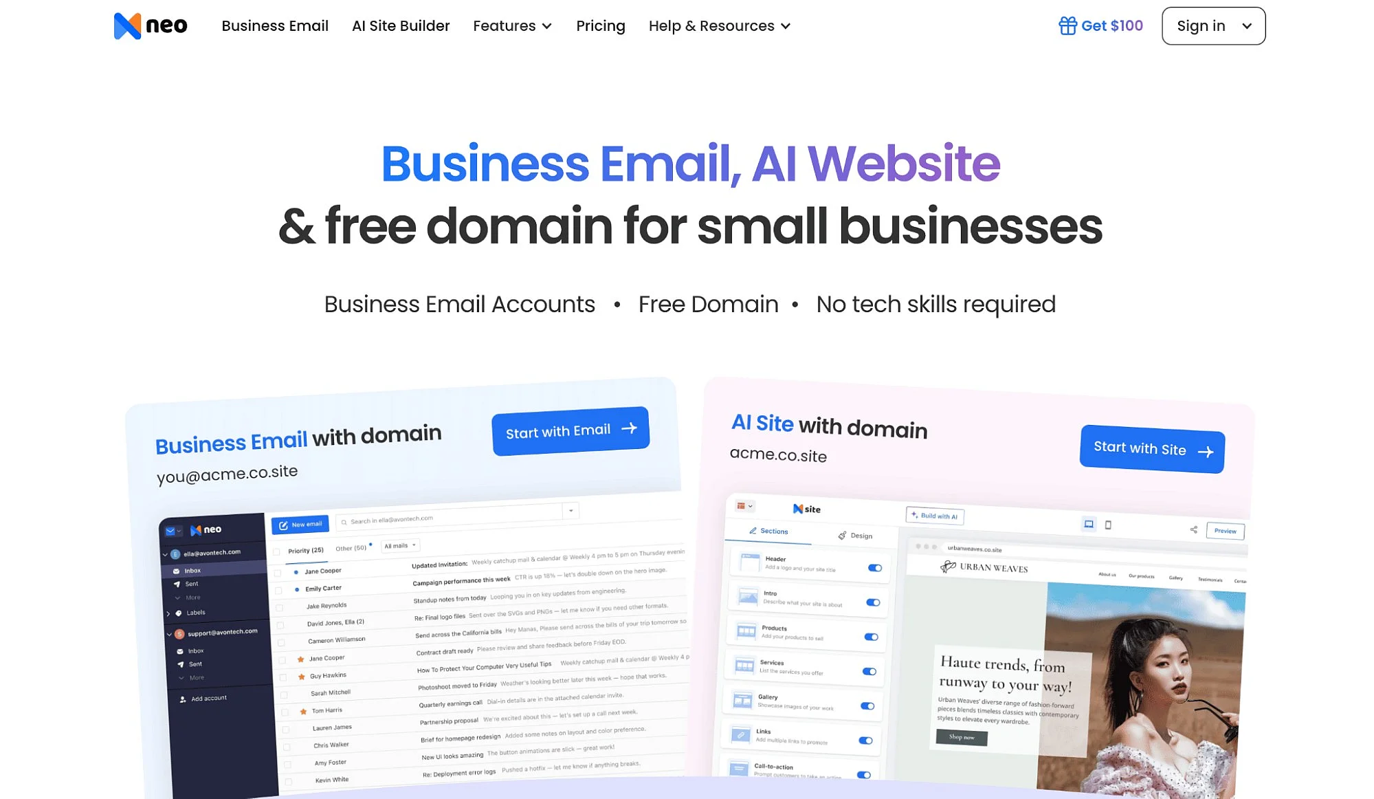 Neo Mail website Image: Neo Mail website