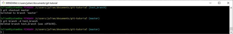 Switching and removing branches via Git-Bash Switching and removing branches via Git-Bash