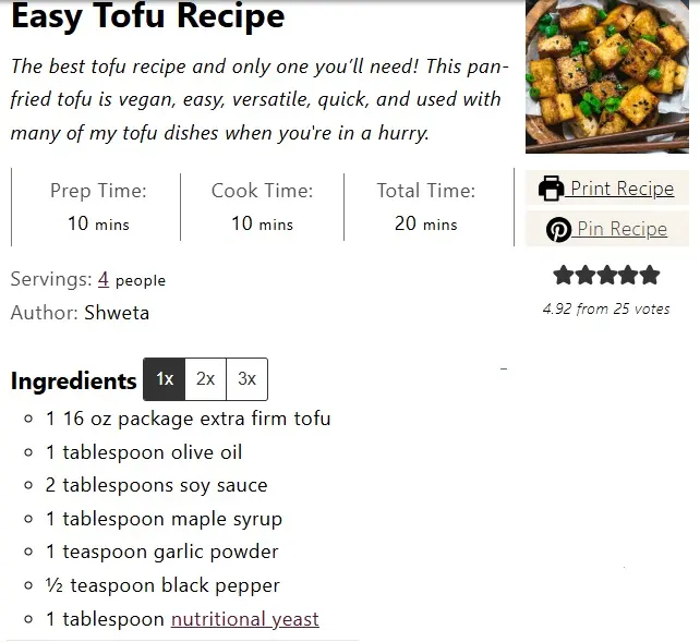 Recipe with image on a food blog Image: Recipe with image on a food blog
