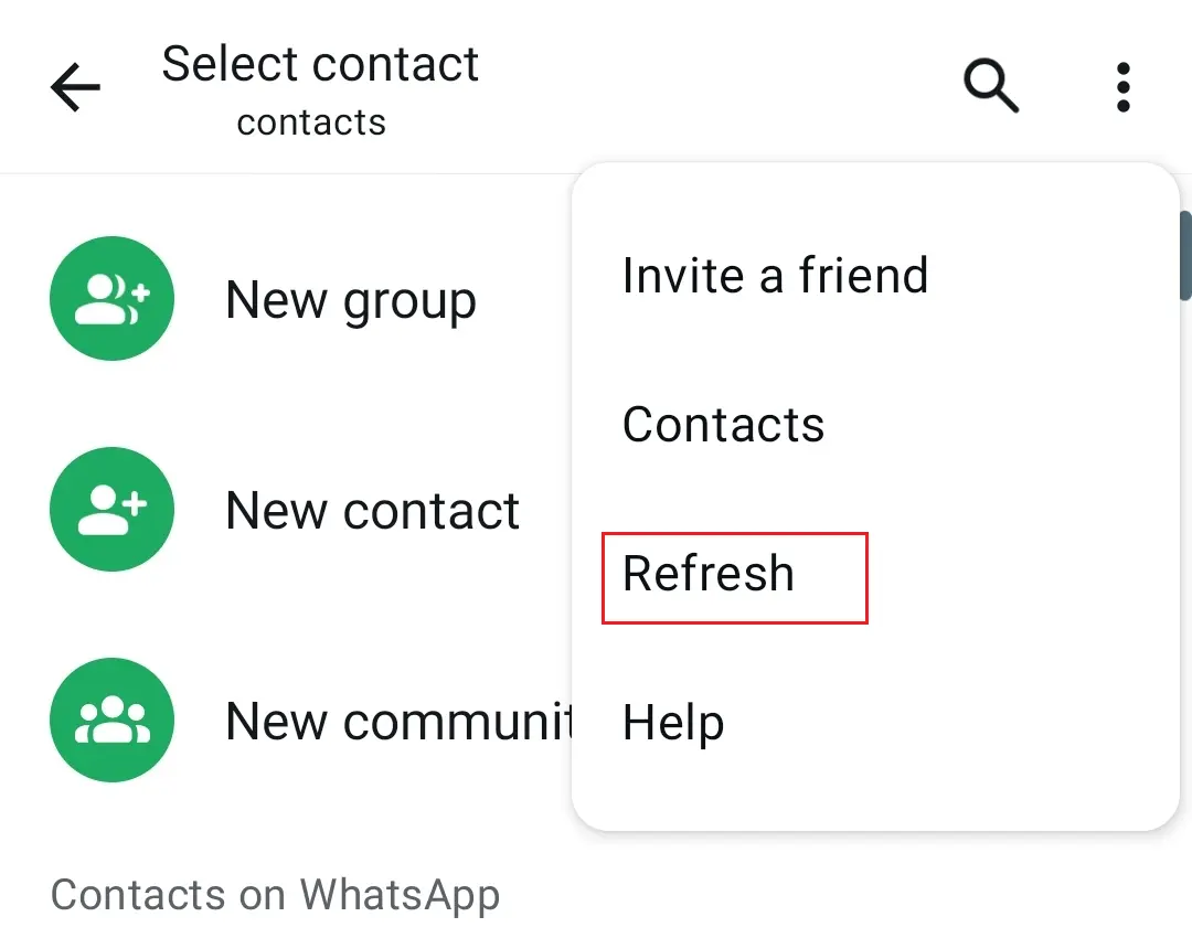 Updating contacts in WhatsApp on an Android phone Image: Updating contacts in WhatsApp on an Android phone