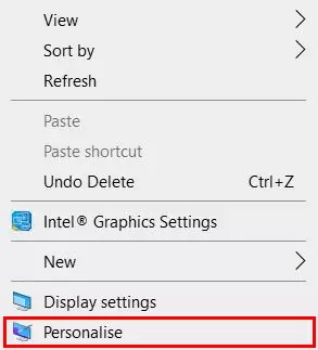 Image: Desktop context menu: “Personalize” menu item