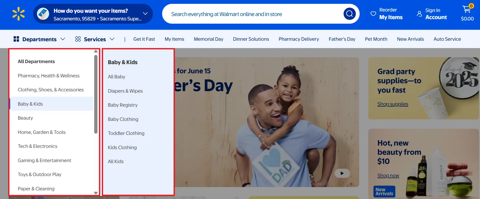Image: Screenshot of the Walmart website