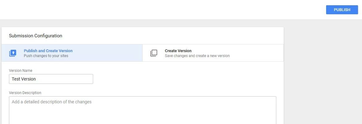 Google Tag Manager: publishing the snippet containers