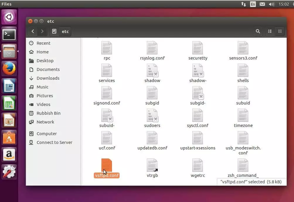 Image: Snippet of available documents in the etc folder
