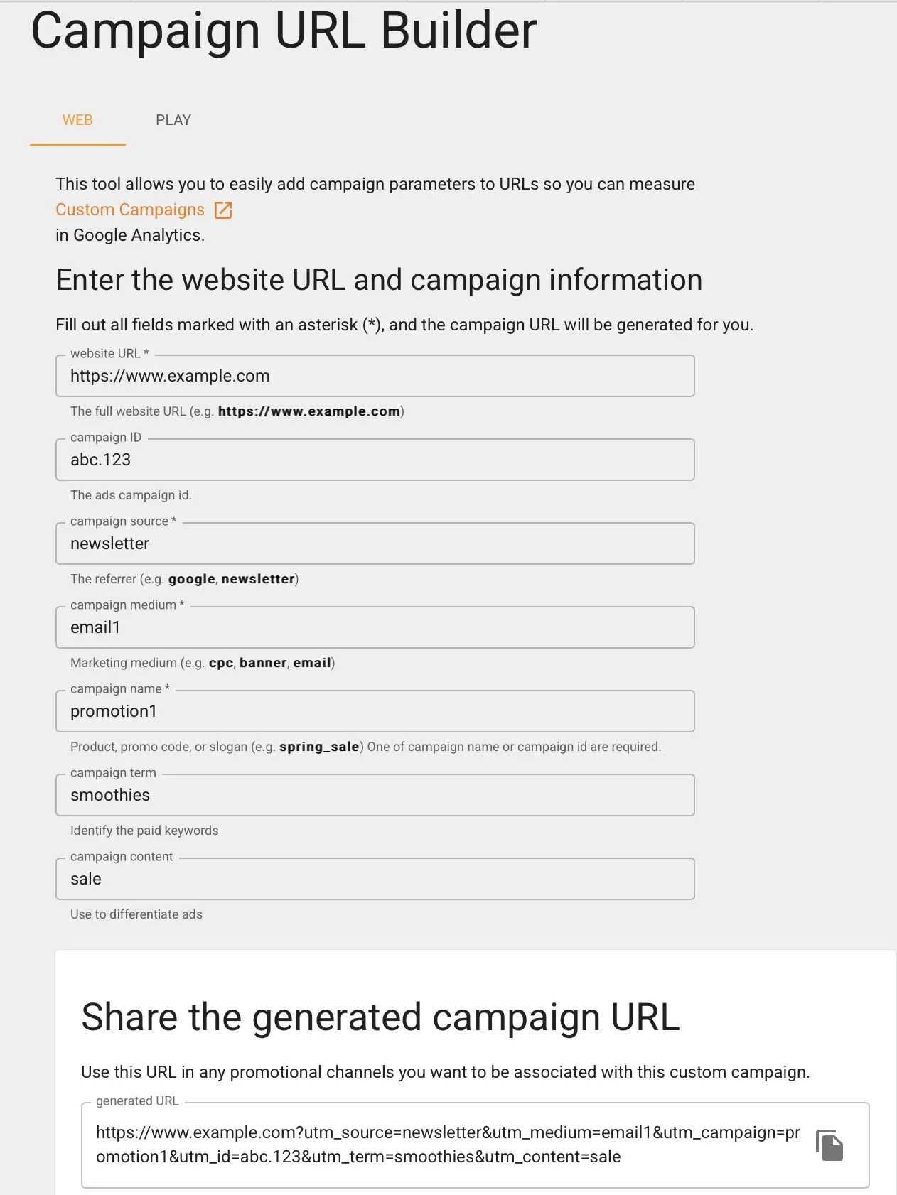Screenshot of Google Campaign URL Builder Image: Screenshot of Google Campaign URL Builder