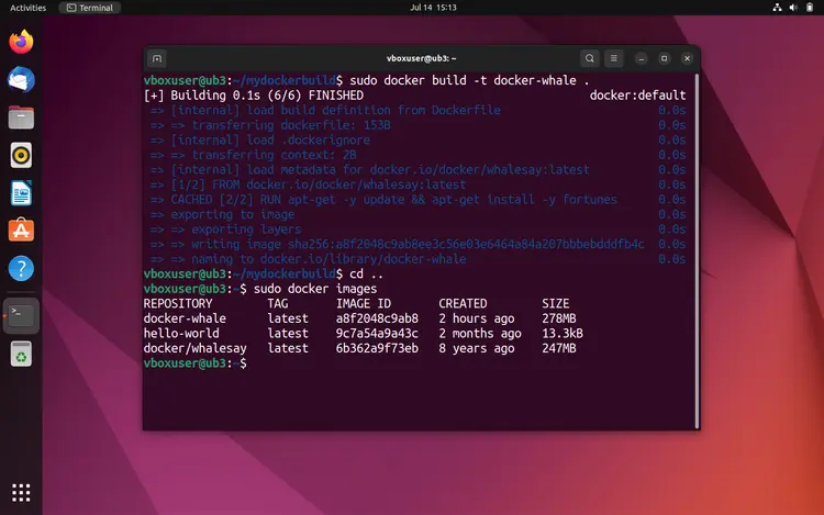 Ubuntu terminal: Overview of all images Ubuntu terminal: Overview of all images