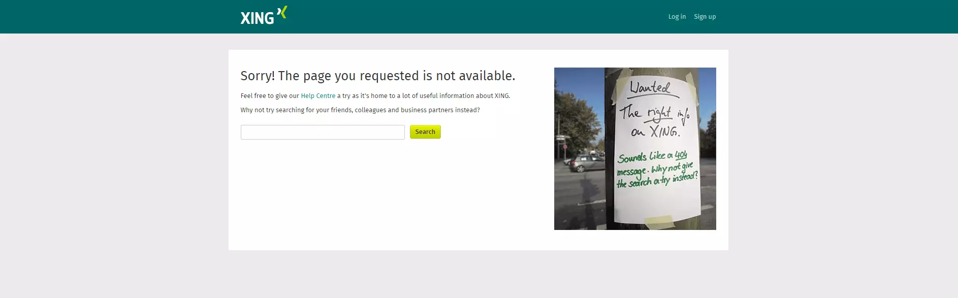 Image: XING’s 404 page