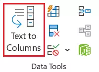 Excel Text to Columns menu option Excel Text to Columns menu option