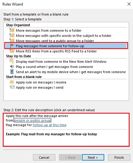 Image: Outlook Rules Assistant: Flag messages