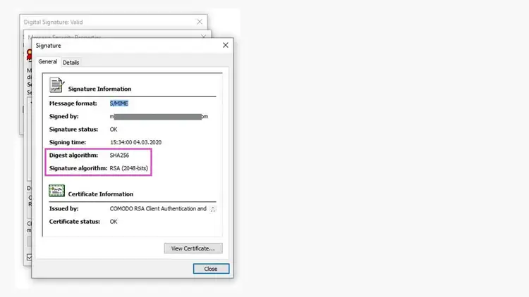 General information for an email signature General information for an email signature