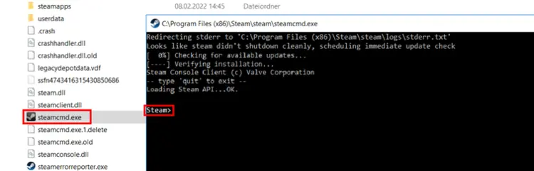 SteamCMD: Command line “Steam>” SteamCMD: Command line “Steam>”