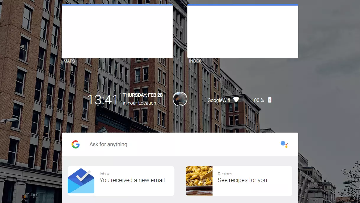 Image: Armadillo – the graphical user interface of Fuchsia OS for mobile devices: apps as windows on the home screen