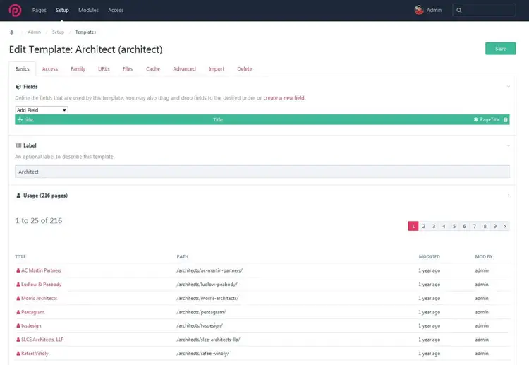 Template editor in the back end Template editor in the back end