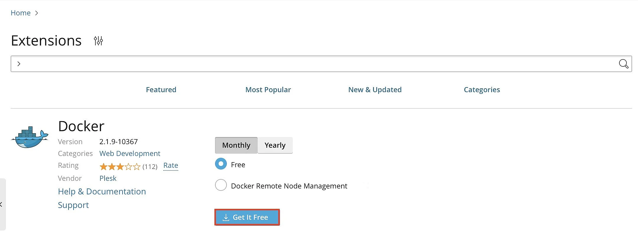 Image: Plesk: Download Docker