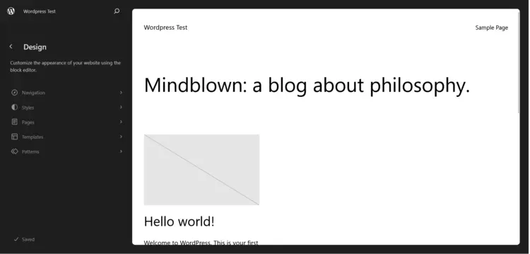 WordPress user interface WordPress user interface