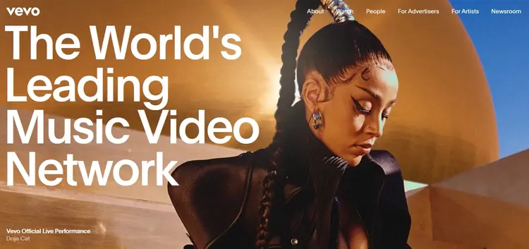 Screenshot of Vevo website Screenshot of Vevo website