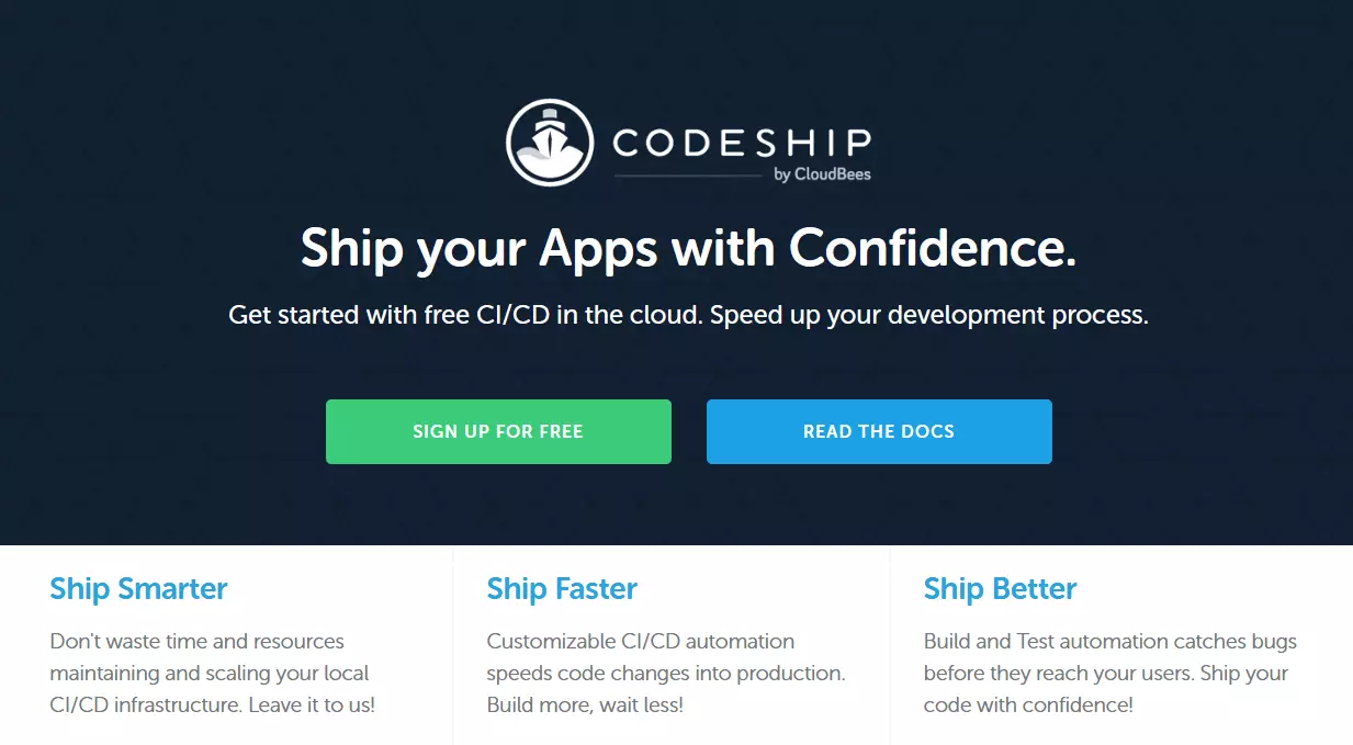 Image: Codeship homepage