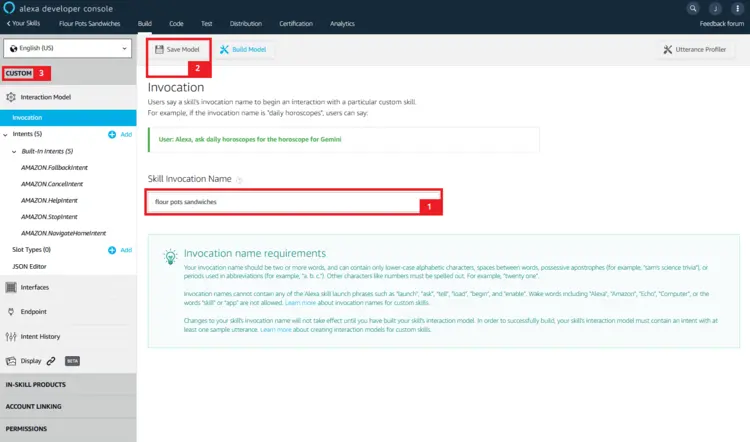 Alexa Developer Console: invocation definition. Alexa Developer Console: invocation definition.