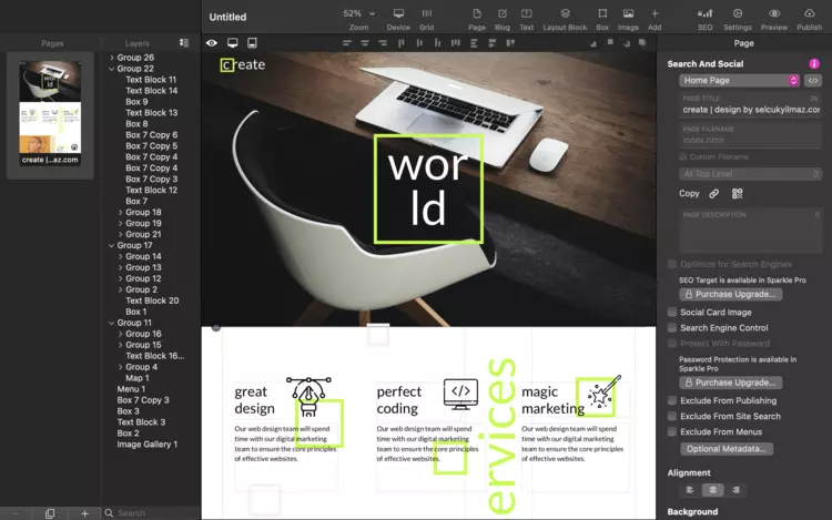 Sparkle user interface Sparkle user interface