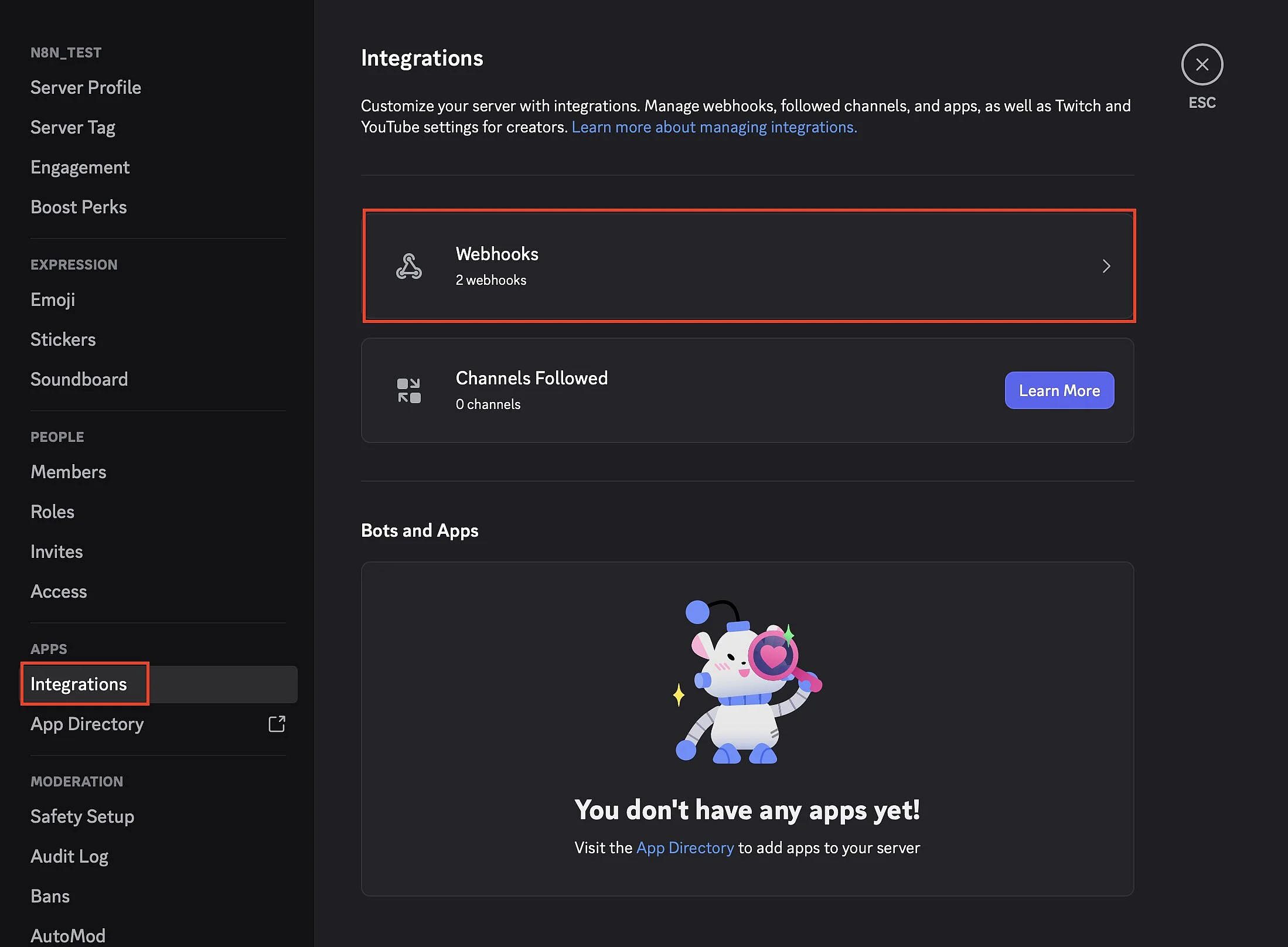 Discord: Server settings integrations Image: Discord: Server settings integrations