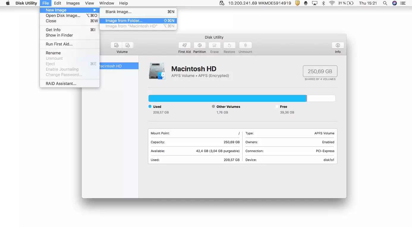 Image: The macOS hard drive service program