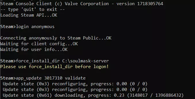 Soulmask server installation via SteamCMD Soulmask server installation via SteamCMD