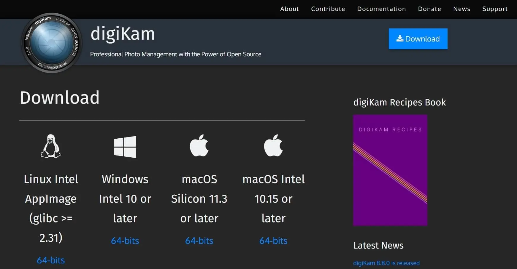 Image: digiKam website for download