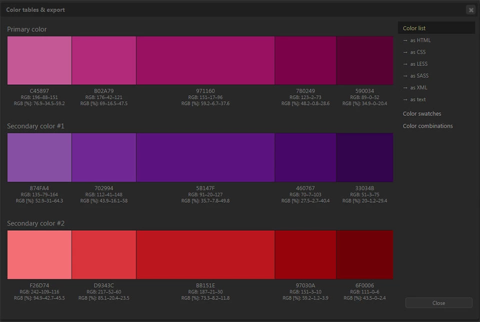 Image: Export Color Palettes for Photoshop
