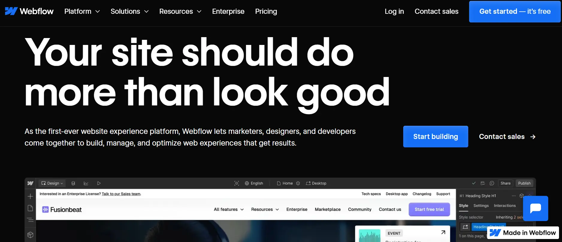 Webflow website builder landing page Image: Webflow website builder landing page