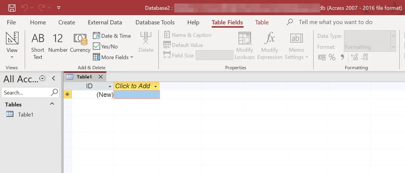 Image: Screenshot of Access
