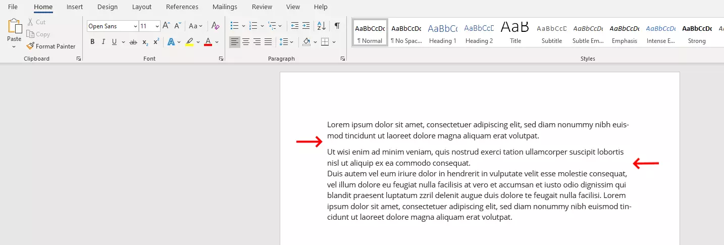 Image: Word line break and paragraph