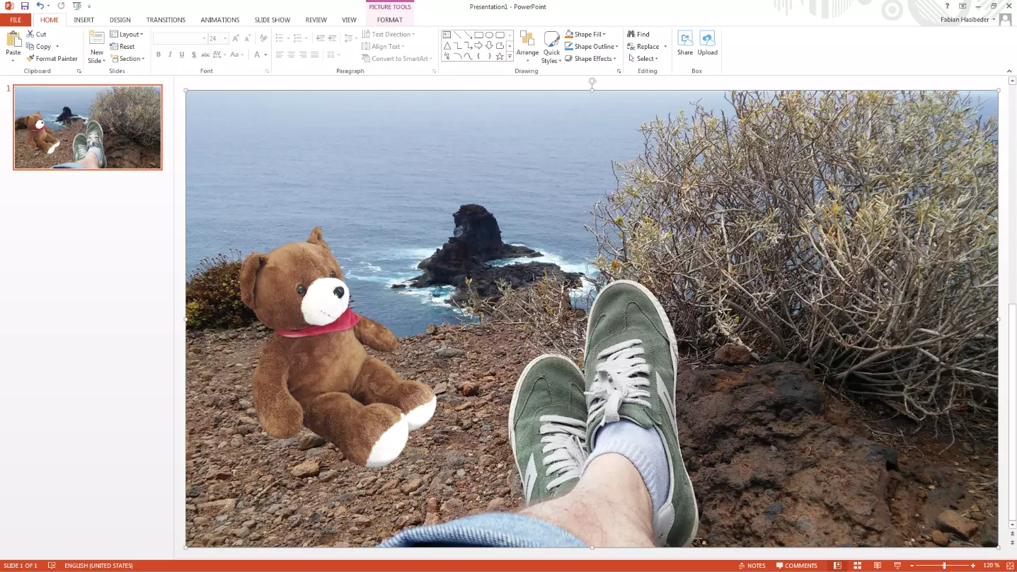 Image: PowerPoint: Extracted image added to a background