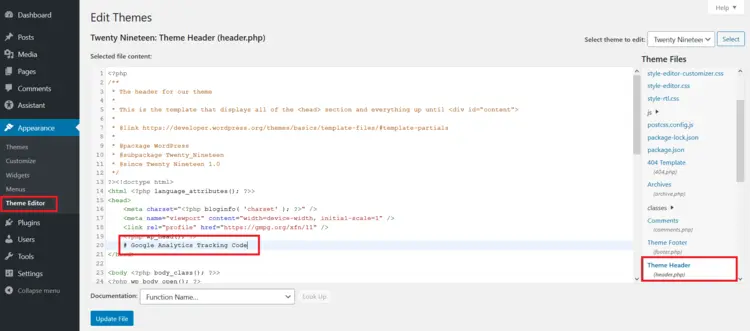 header.php in a WordPress theme header.php in a WordPress theme