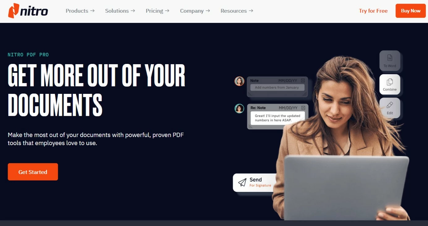 Image: Nitro PDF Pro on the official Nitro website