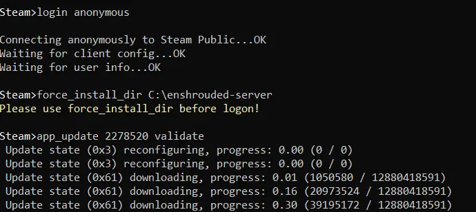 Enshrouded server: Installation using SteamCMD Enshrouded server: Installation using SteamCMD